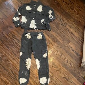 Vintage Havana Black and White Tie-Dye Jacket and Pants Set!  So soft!!